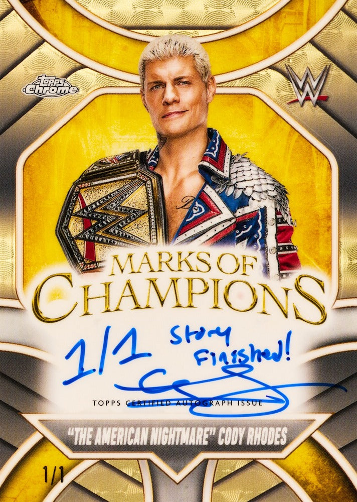 2025 Topps Chrome WWE Cody Rhodes Marks of Champions SuperFractor autograph