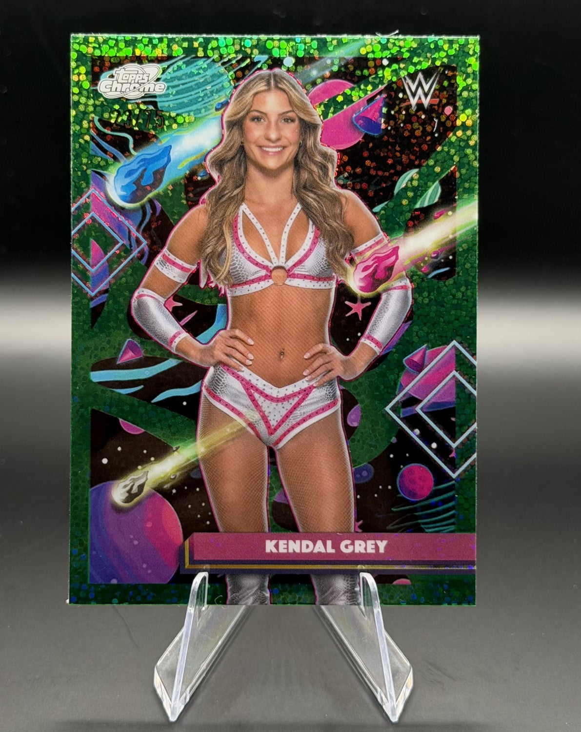 Kendal Grey 2026 Topps Cosmic Chrome WWE NXT #118 Green Refractor /75 front