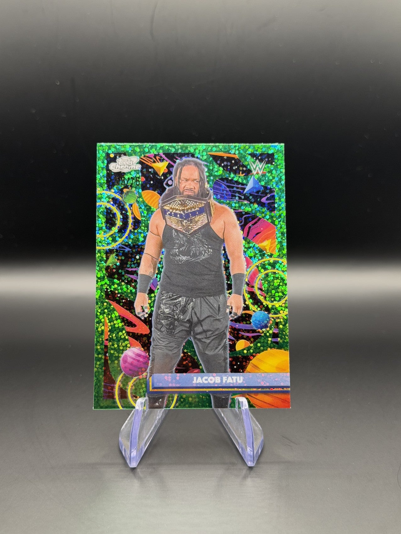 Jacob Fatu 2026 Topps Chrome WWE #5 Green Refractor /75 front