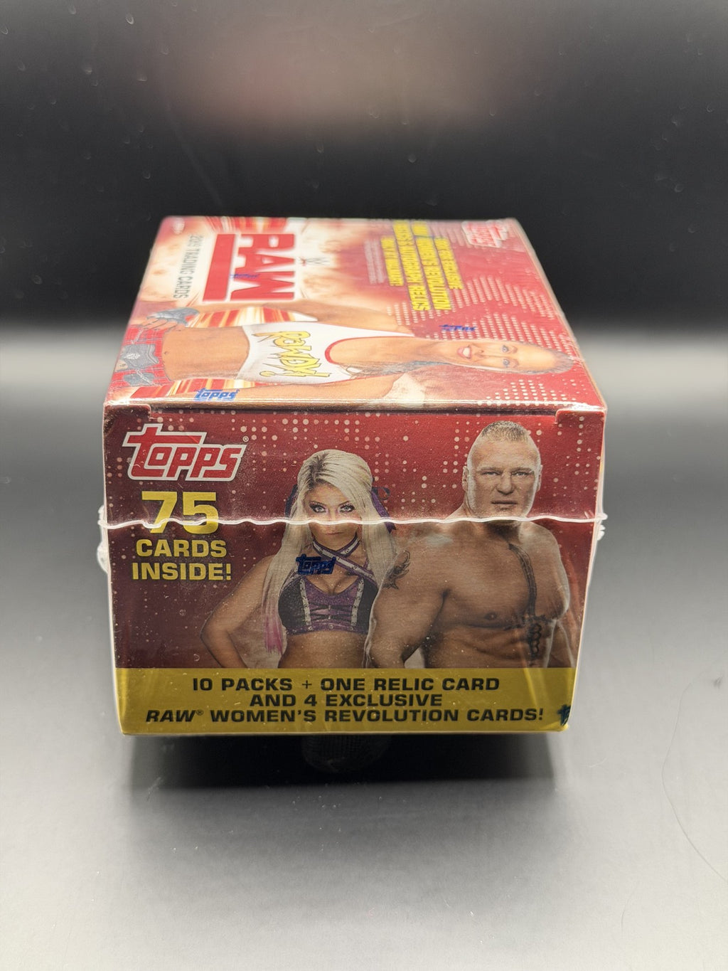 2019 Topps WWE RAW Blaster Box side - 10 packs one relic