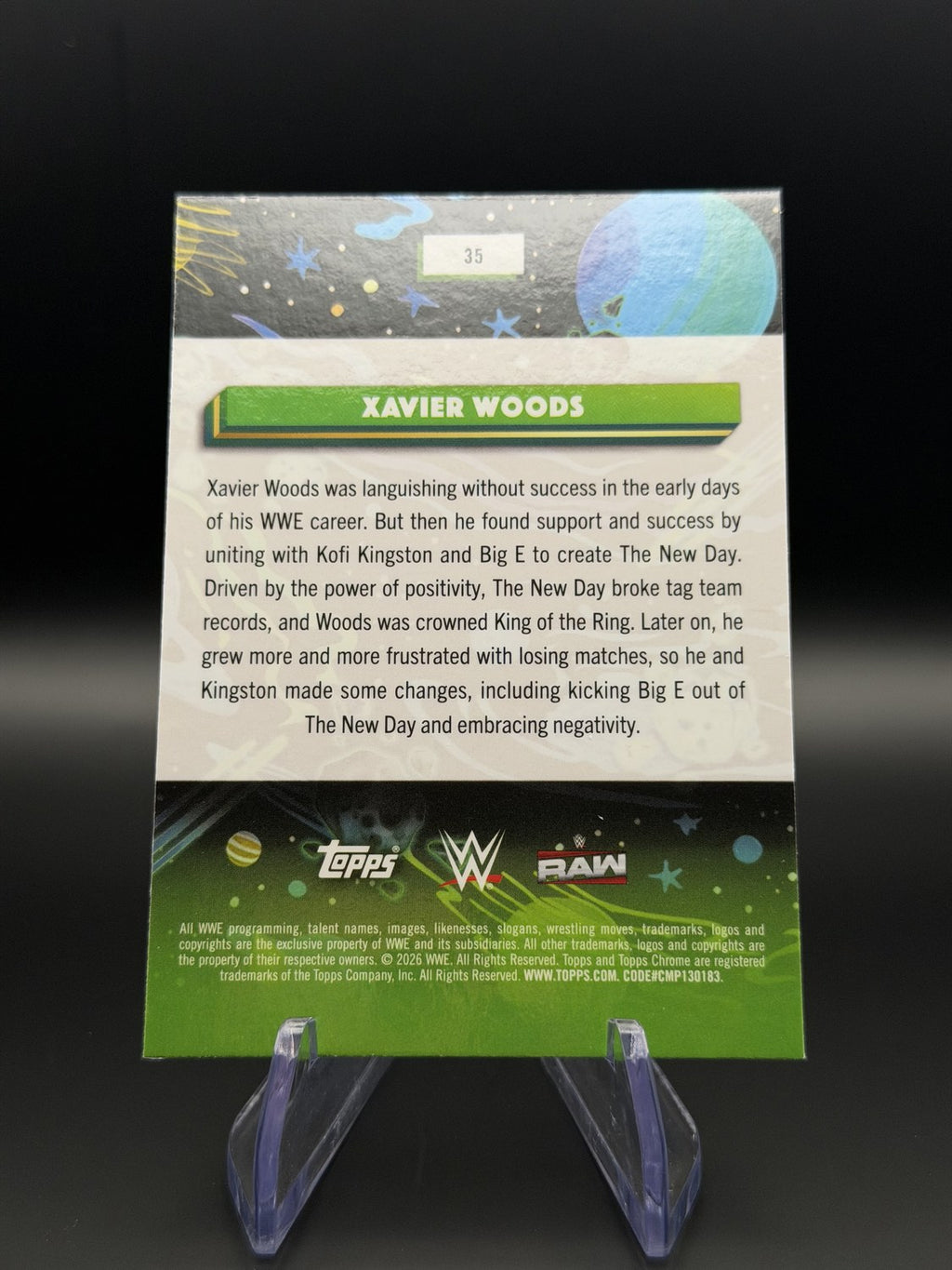 Xavier Woods 2026 Topps Chrome WWE Green Refractor /75 back