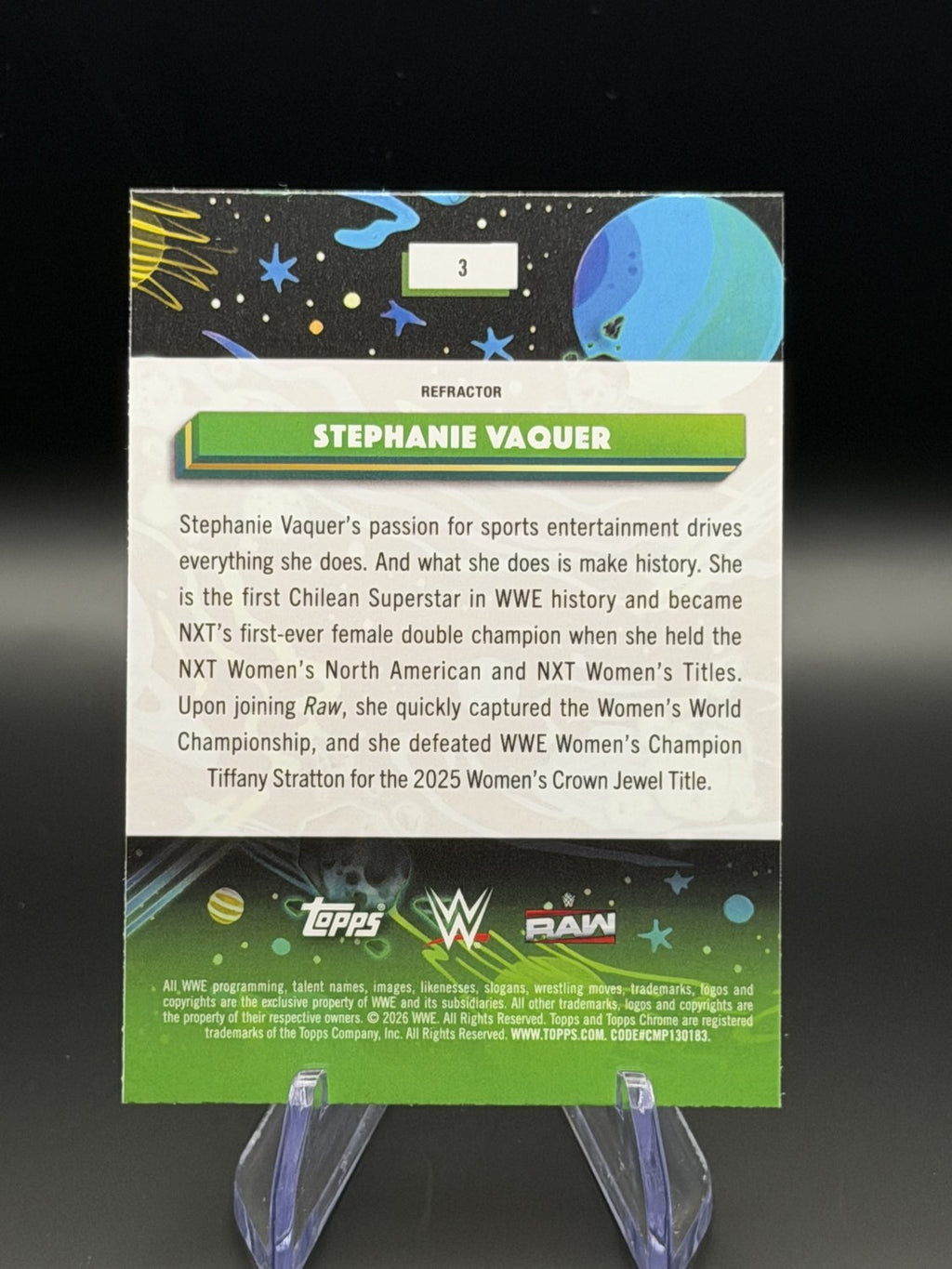 Stephanie Vaquer 2026 Topps Chrome WWE Refractor back