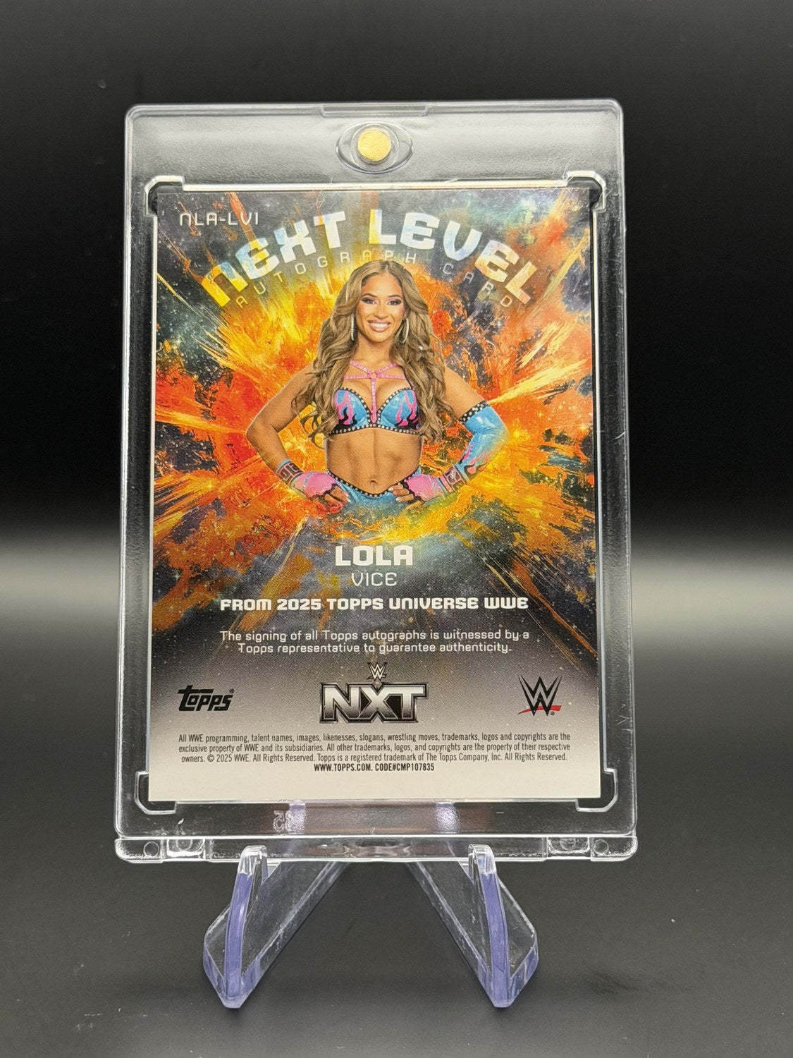 Lola Vice 2025 Topps Universe WWE Next Level Autograph back