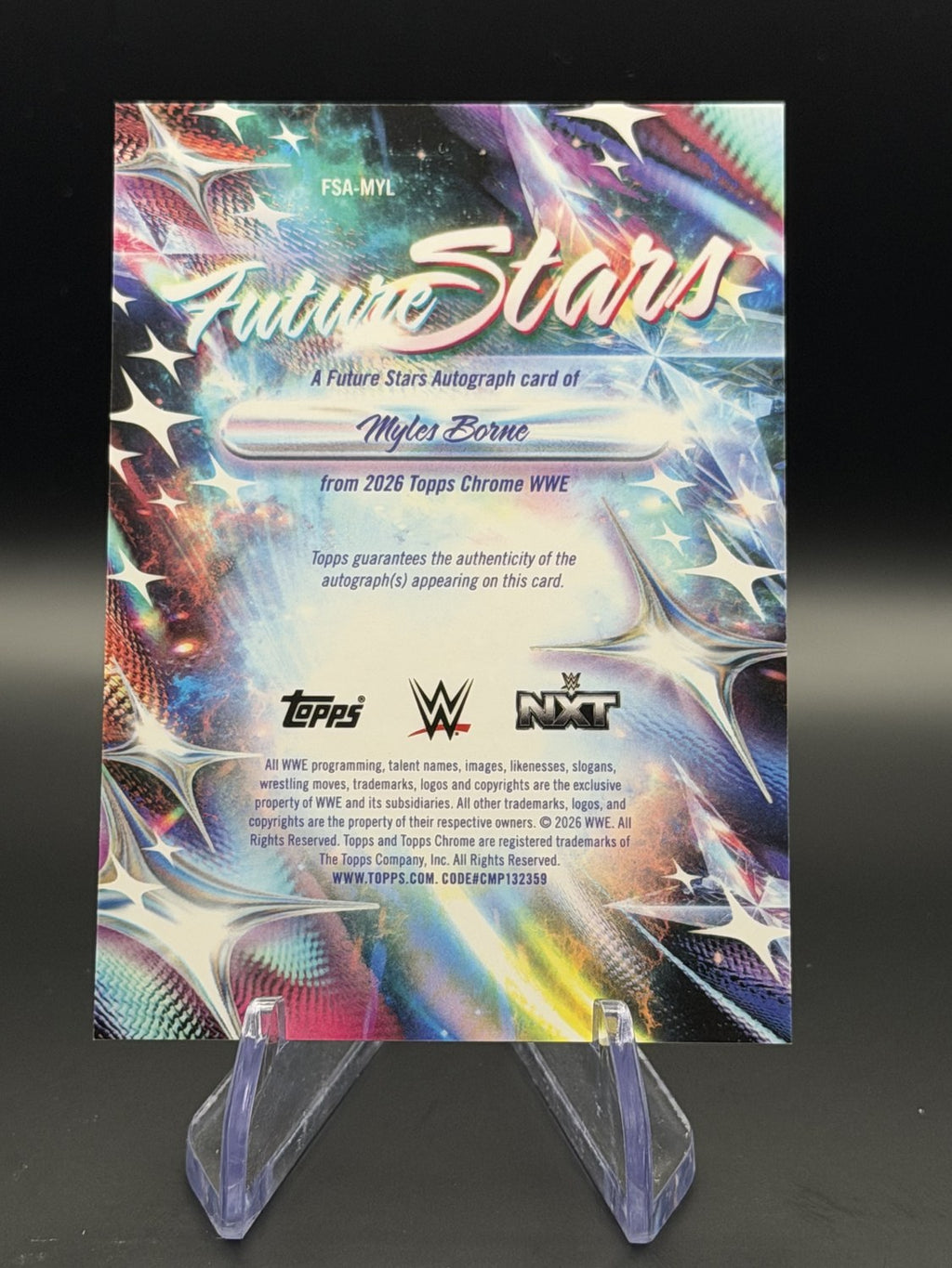 Myles Borne 2026 Topps Chrome WWE Future Stars Autograph back