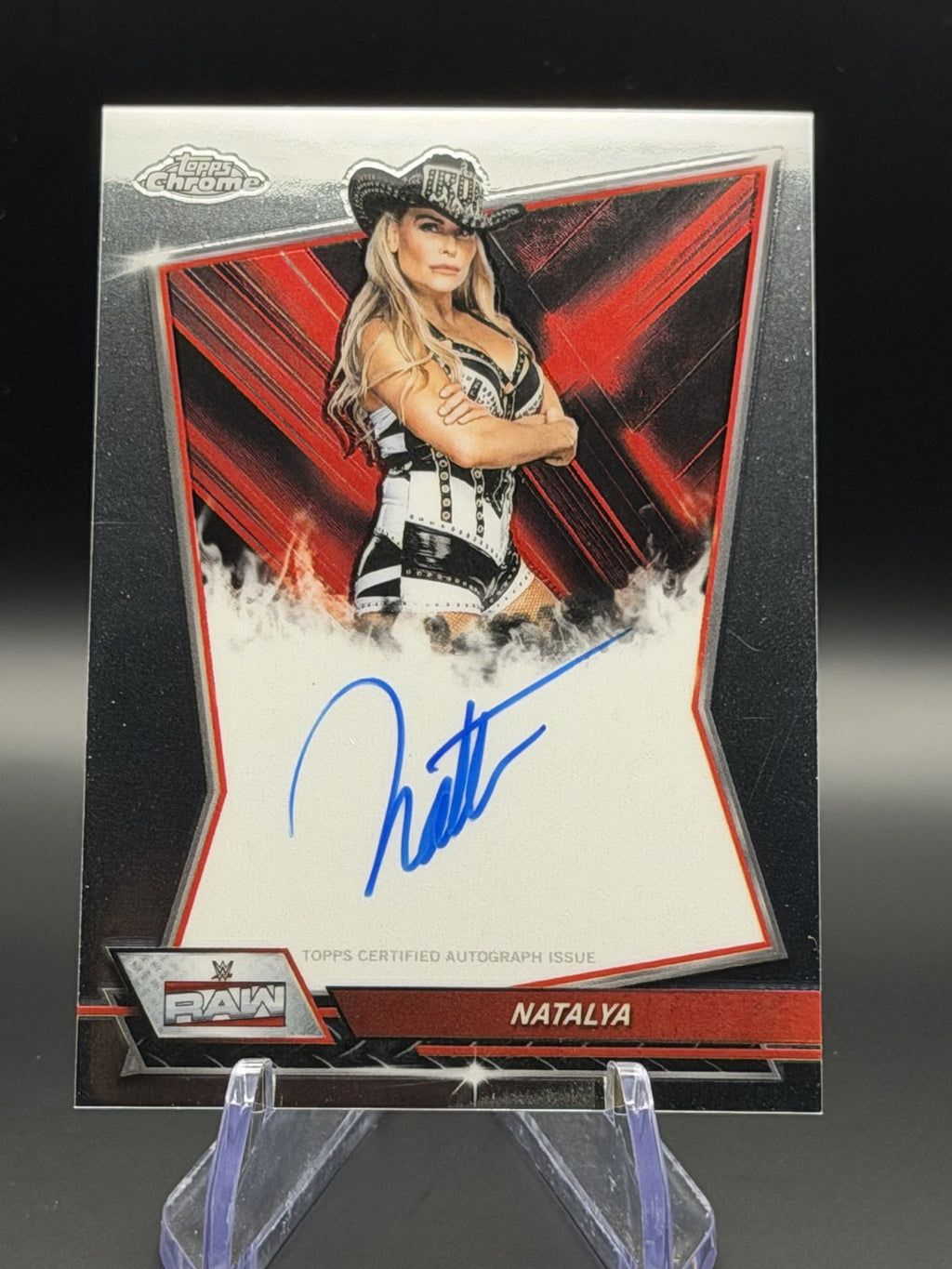 Natalya 2026 Topps Chrome WWE Red Brand Chrome Autograph front