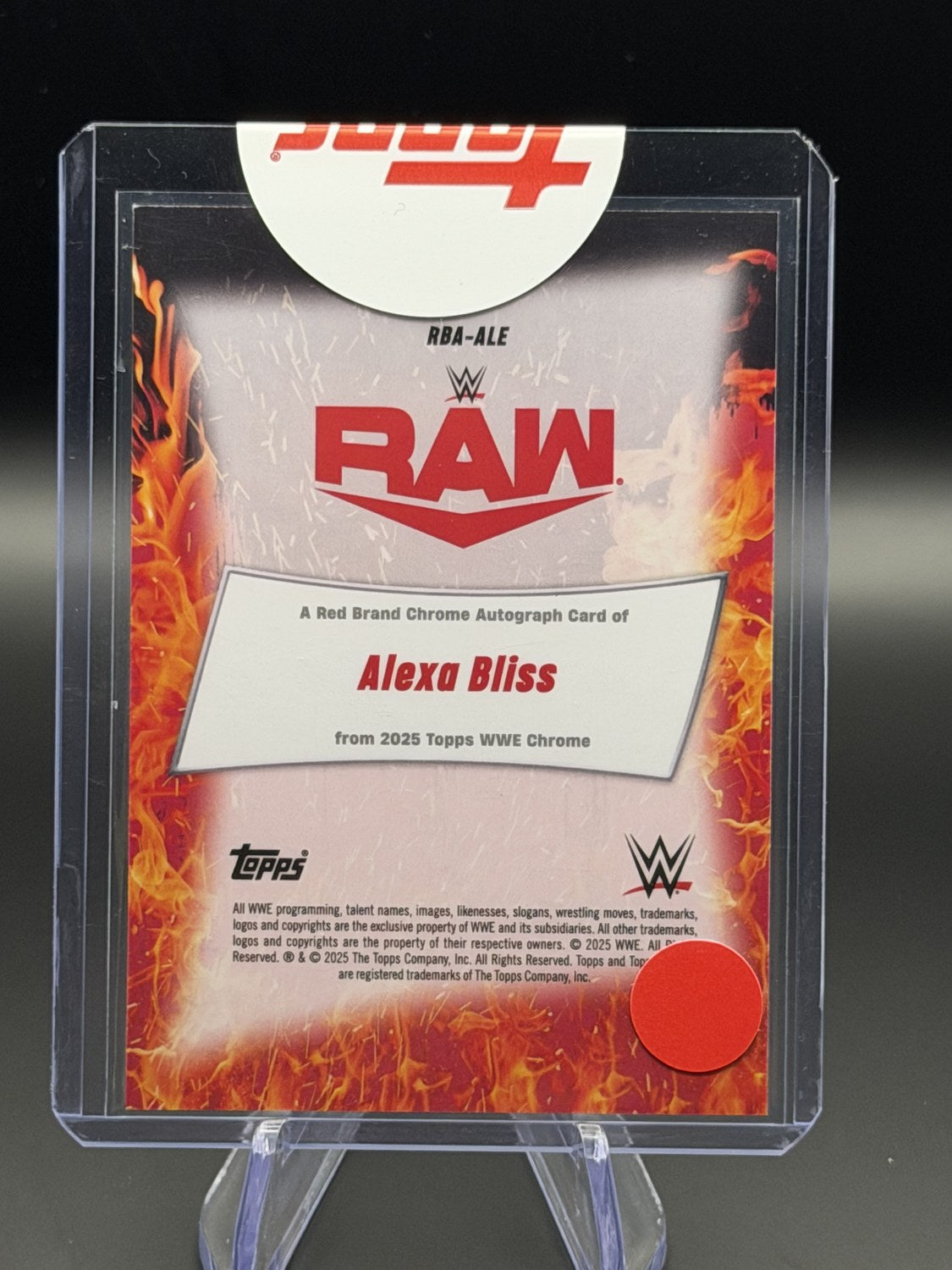 Alexa Bliss 2025 Topps Chrome WWE Red Brand Chrome Autograph Blue Sapphire back
