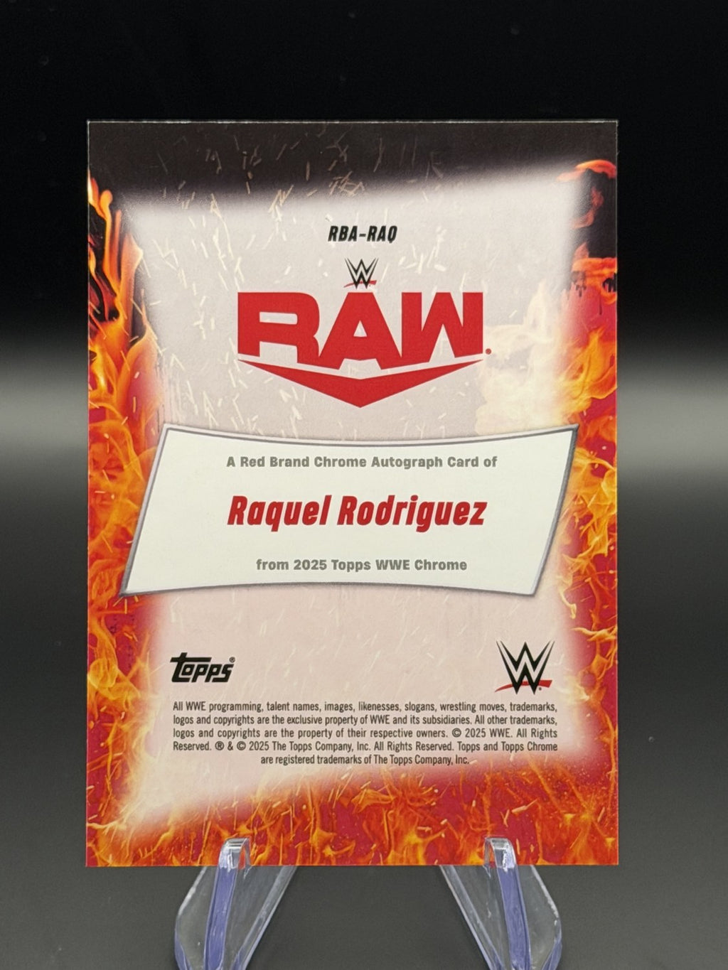 Raquel Rodriguez 2025 Topps Chrome WWE Red Brand Chrome Autograph Blue Sapphire back