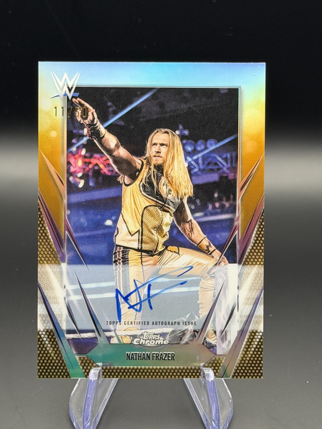 Nathan Frazer 2026 Topps Chrome WWE Chrome Autograph Gold /50 front