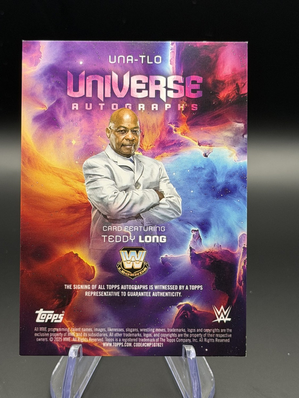 Teddy Long 2025 Topps Universe WWE Universe Autographs back