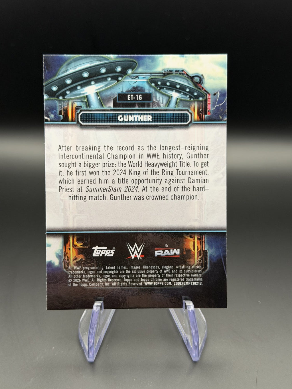 Gunther 2026 Topps Chrome WWE Extraterrestrial Blue Sparkle /99 back
