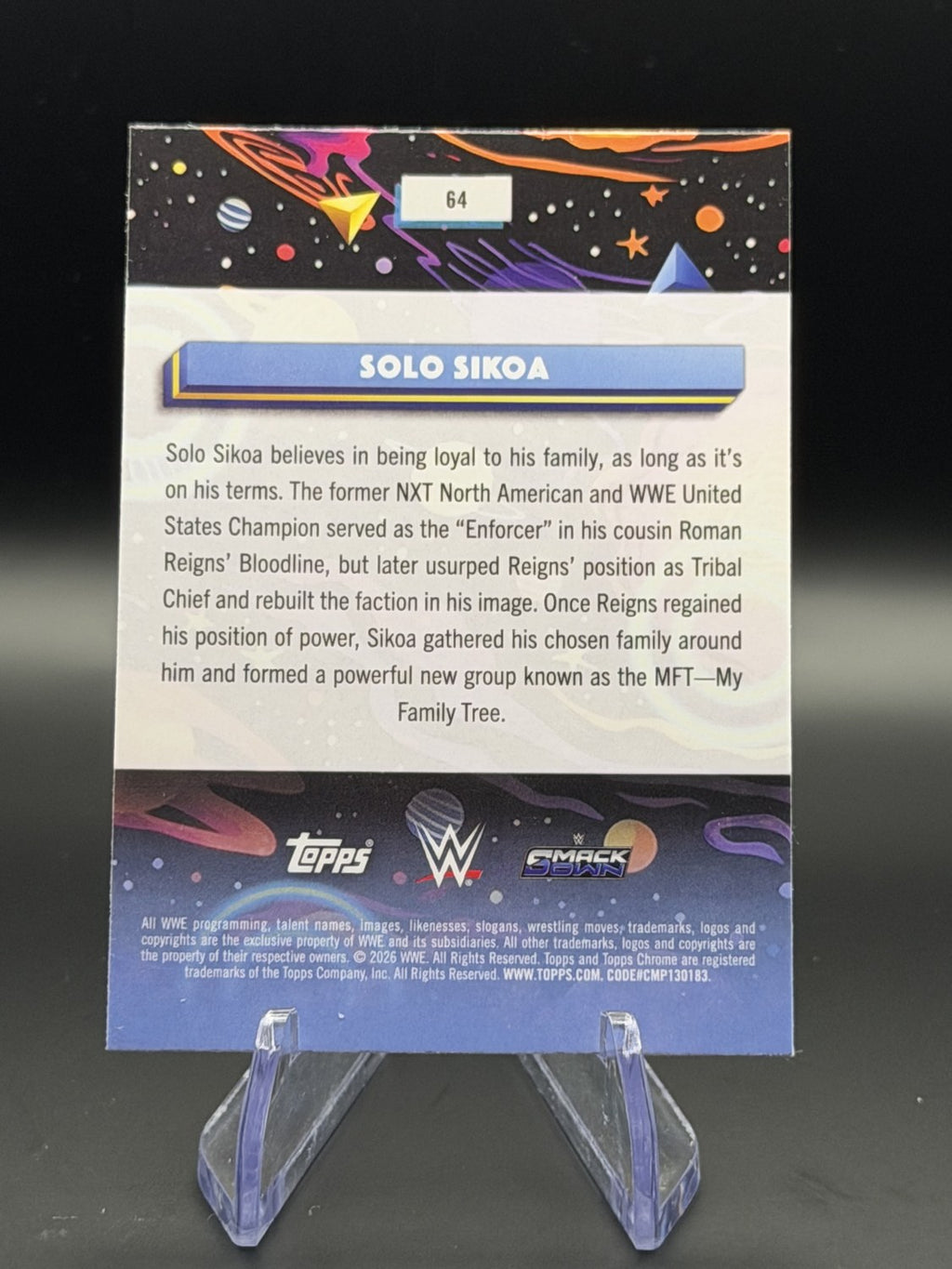Solo Sikoa 2026 Topps Chrome WWE Purple Refractor /150 back