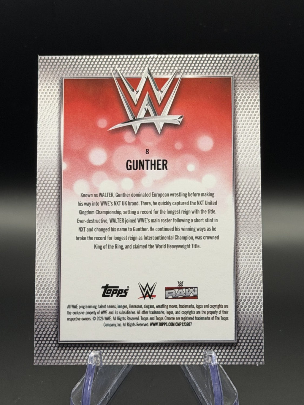 Gunther 2026 Topps Chrome WWE Pink Refractor /250 back