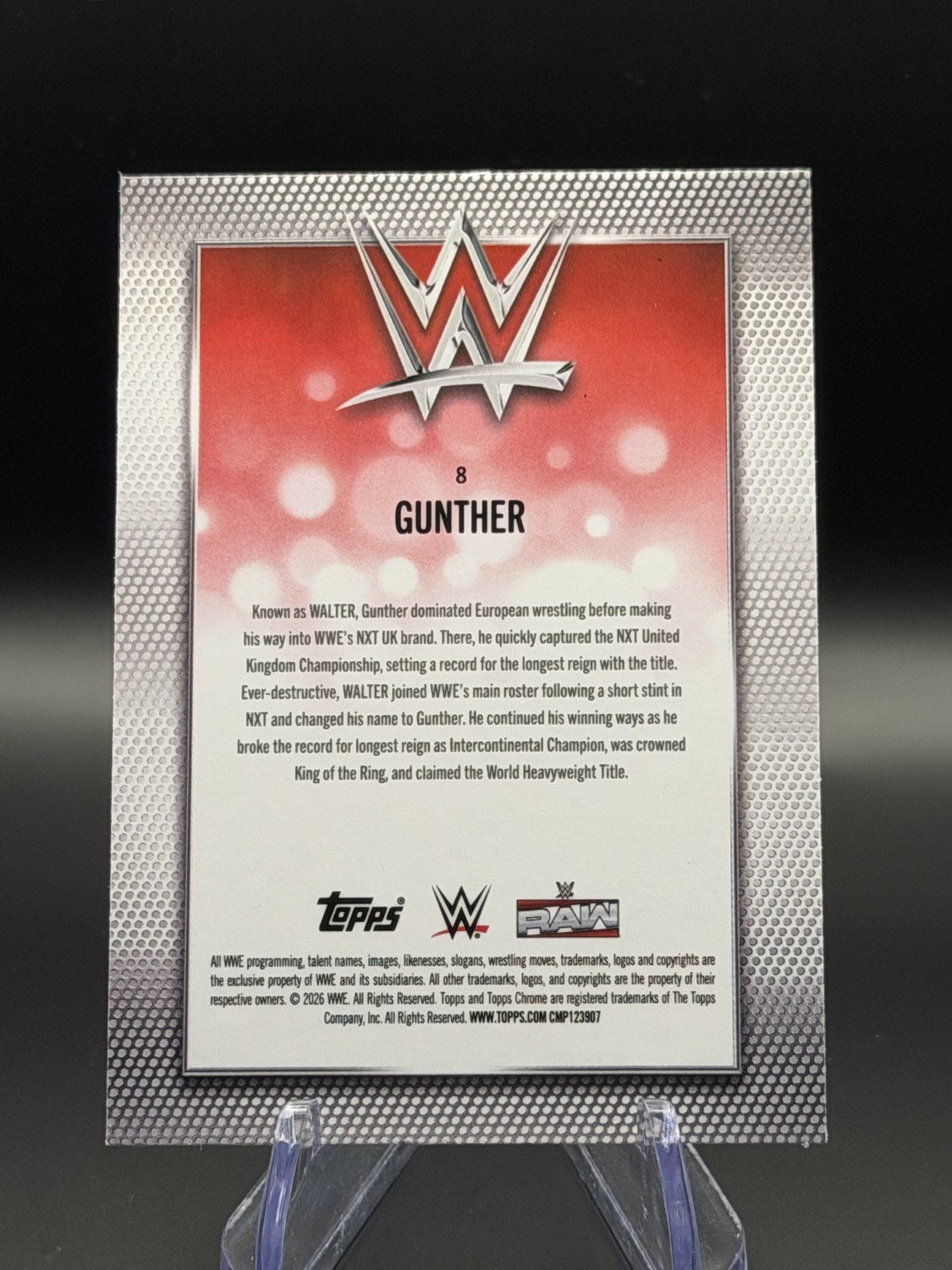 Gunther 2026 Topps Chrome WWE Pink Refractor /250 back