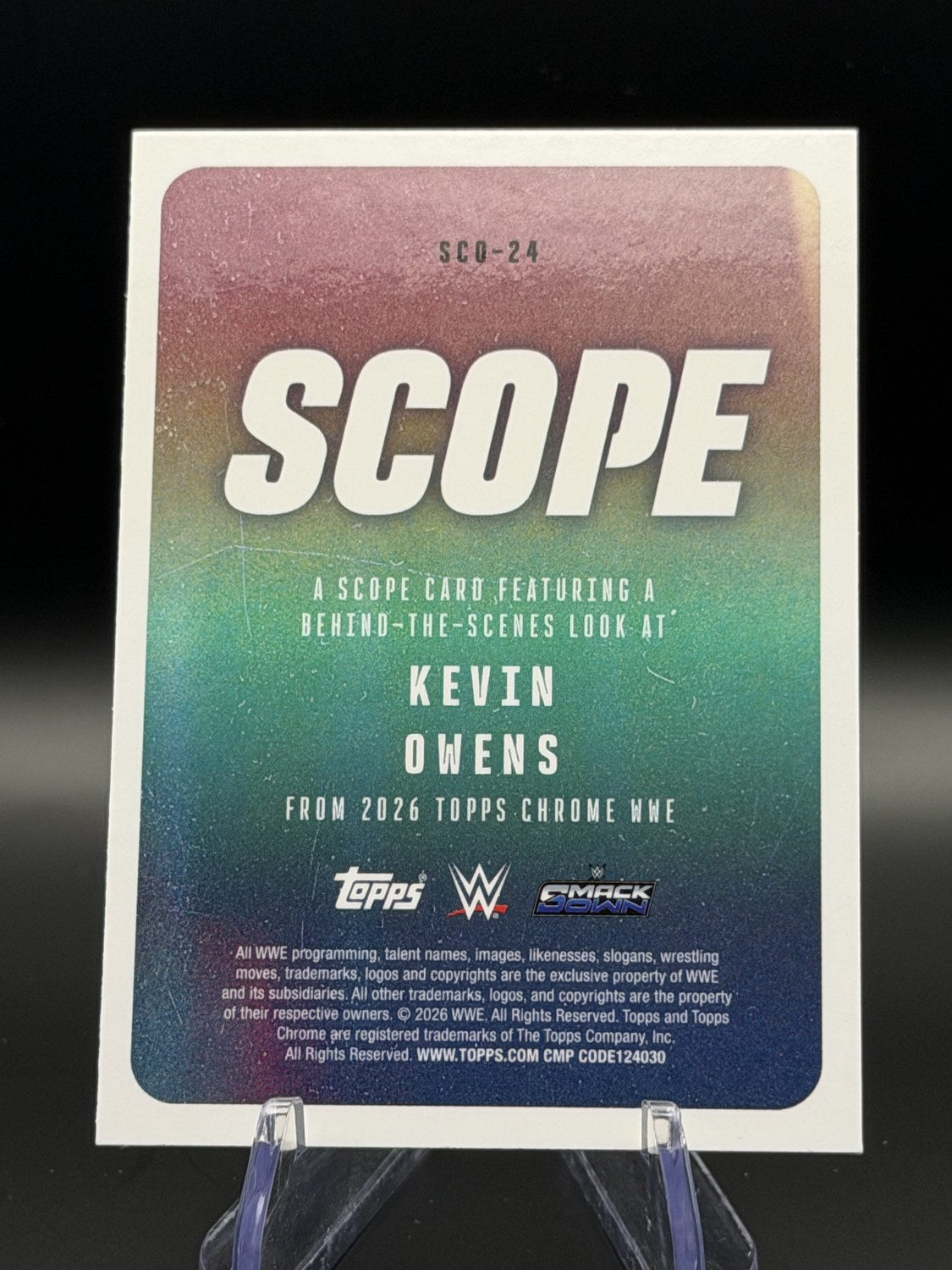 Kevin Owens 2026 Topps Chrome WWE Scope Green /99 back