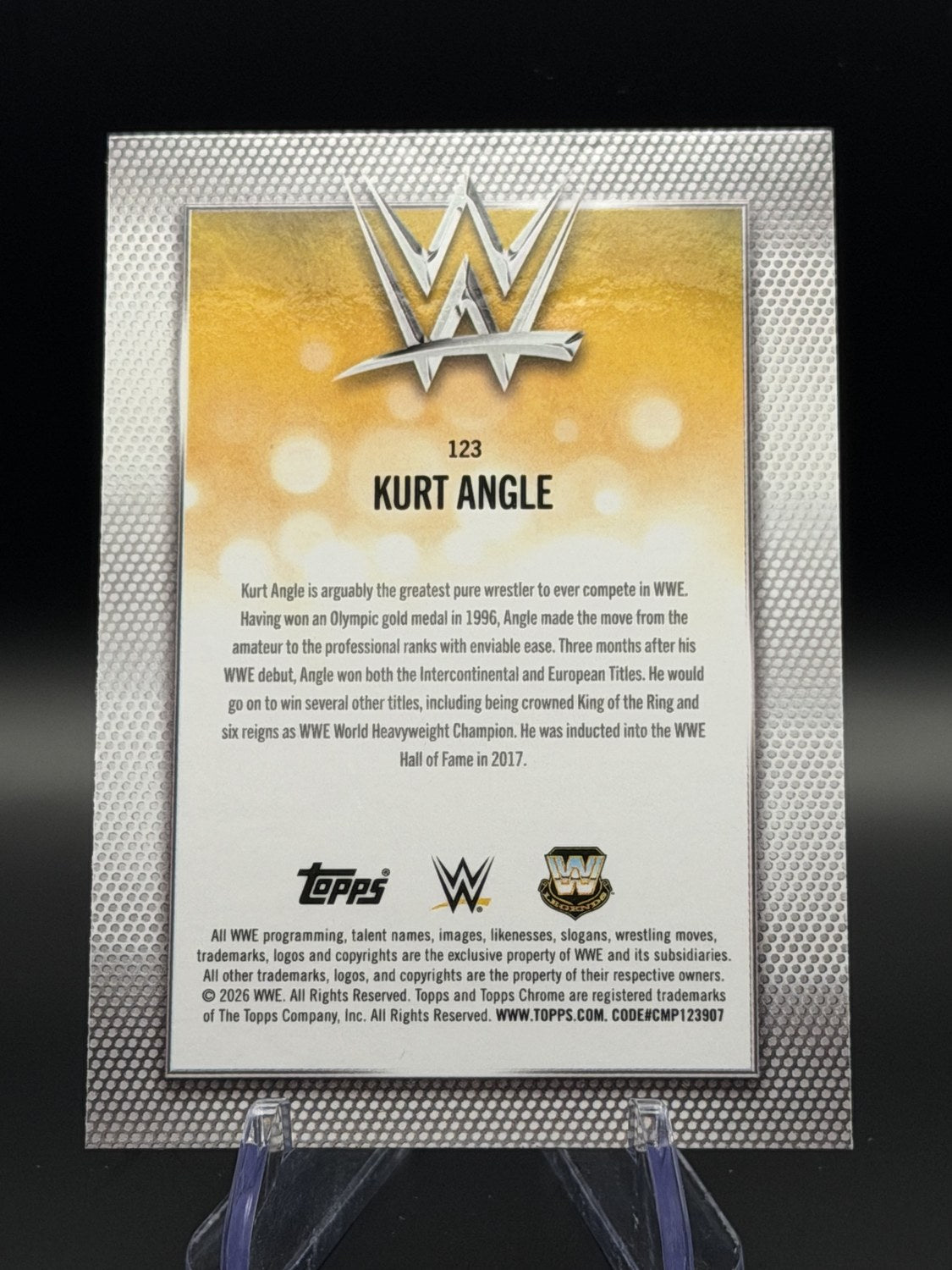 Kurt Angle 2026 Topps Chrome WWE Legends Purple Refractor /75 back