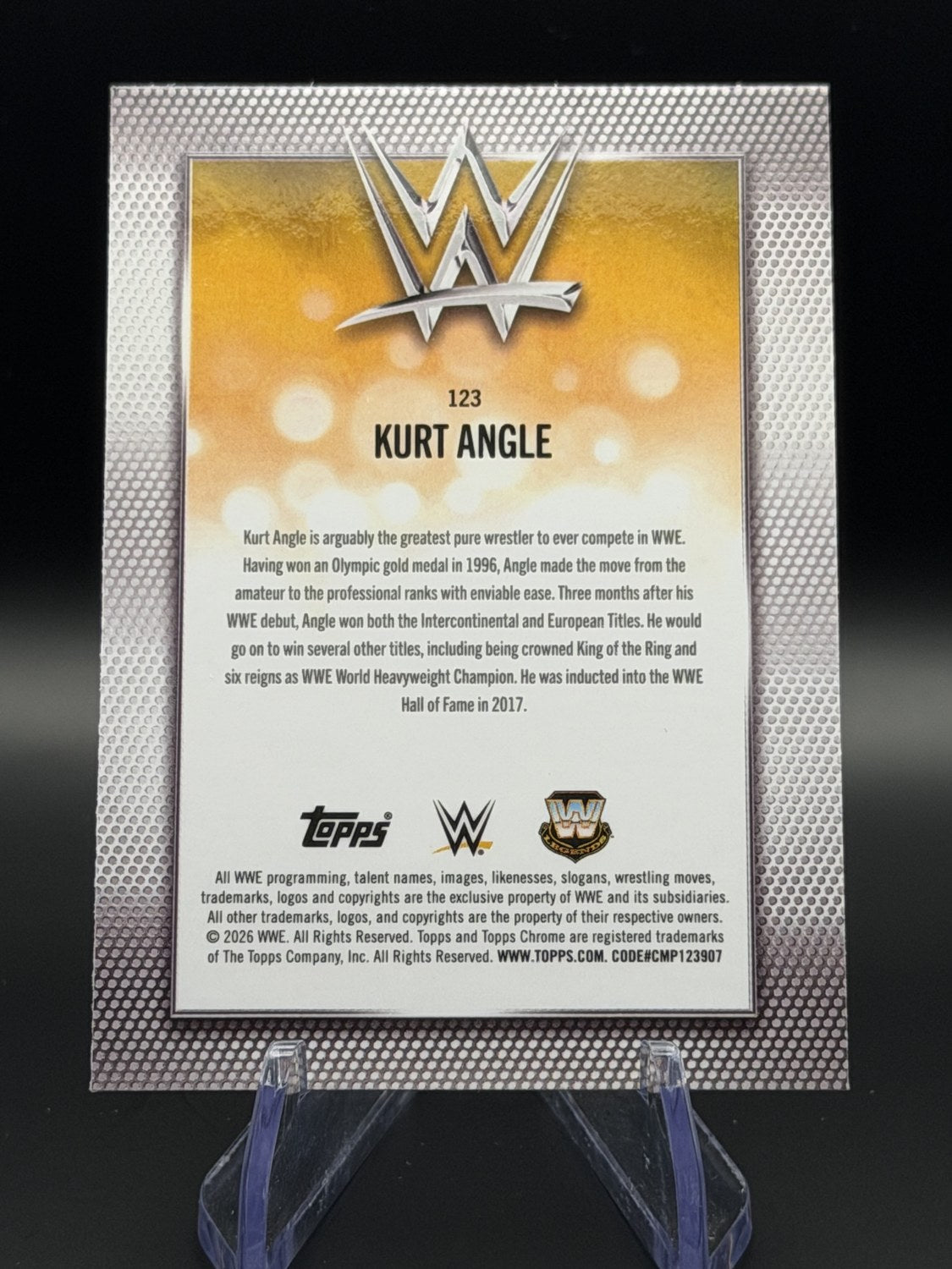 Kurt Angle 2026 Topps Chrome WWE Legends Blue Refractor /150 back