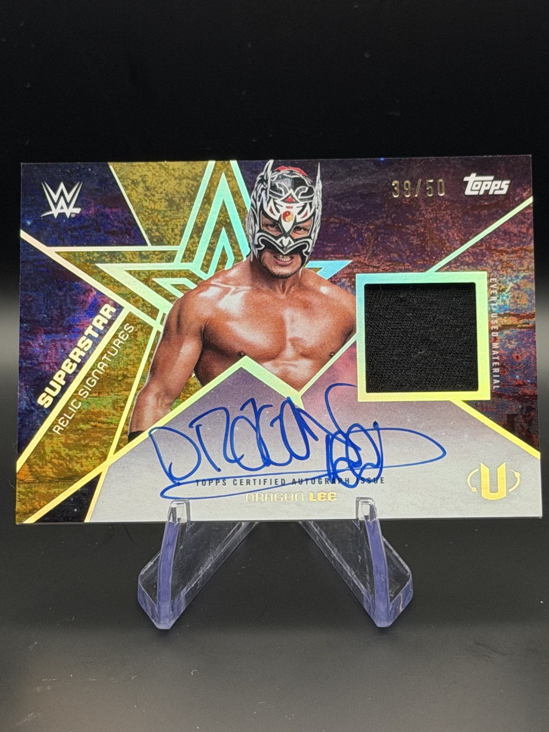 Dragon Lee 2025 Topps Universe WWE Superstar Relic Autograph /50 front