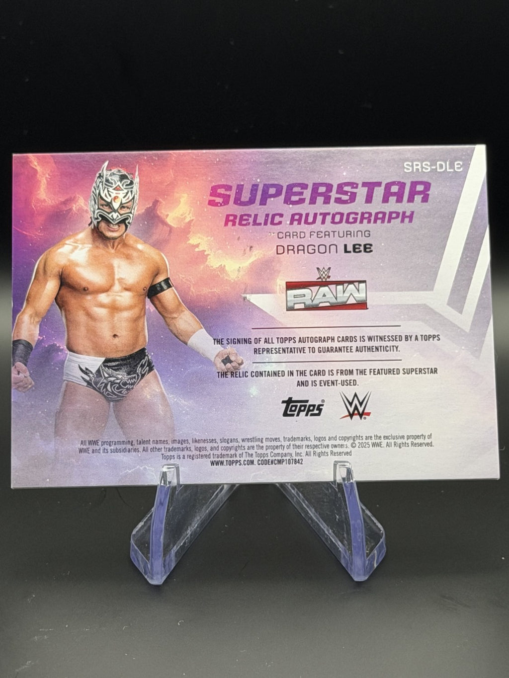 Dragon Lee 2025 Topps Universe WWE Superstar Relic Autograph /50 back