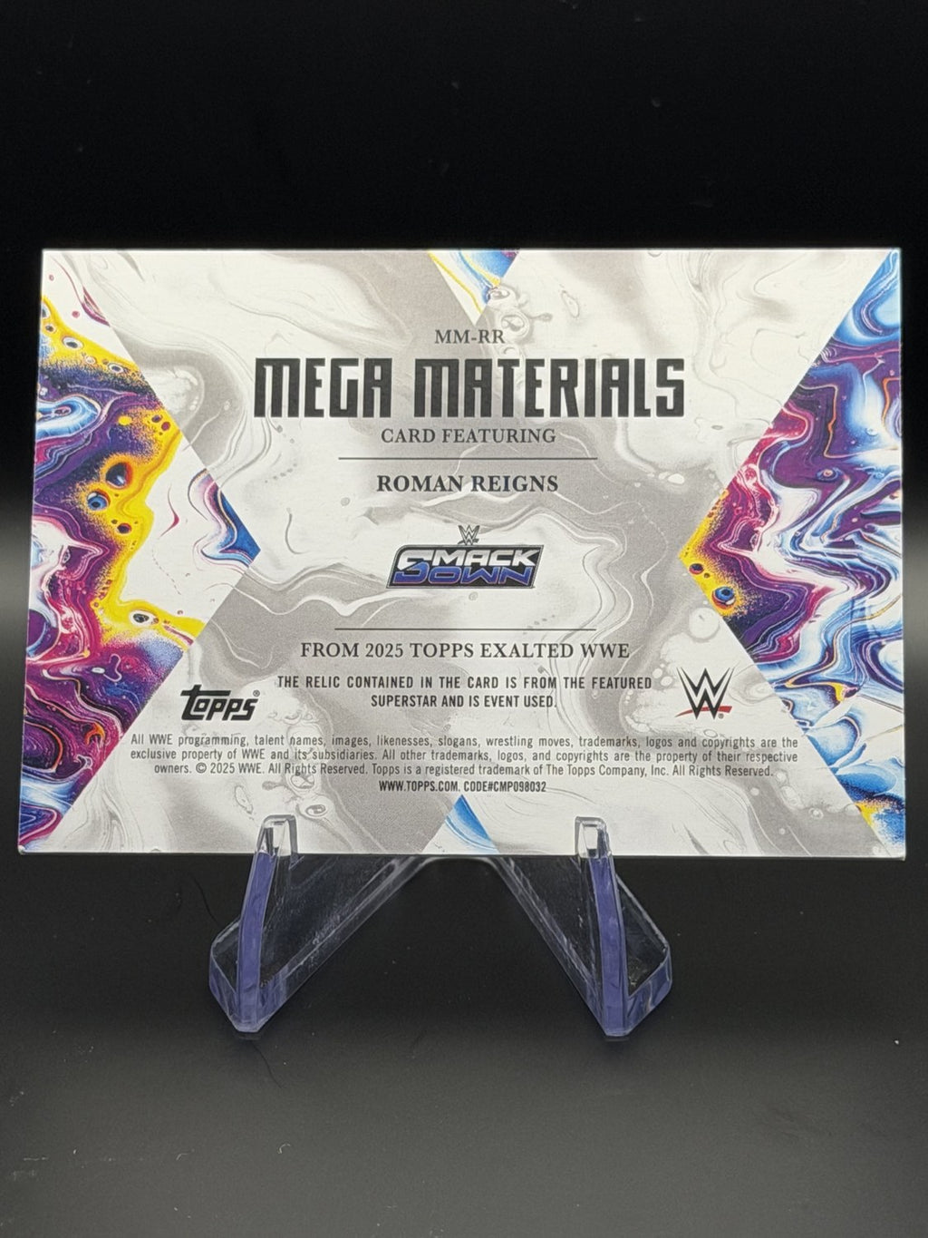 Roman Reigns 2025 Topps Exalted WWE Mega Materials Relic back