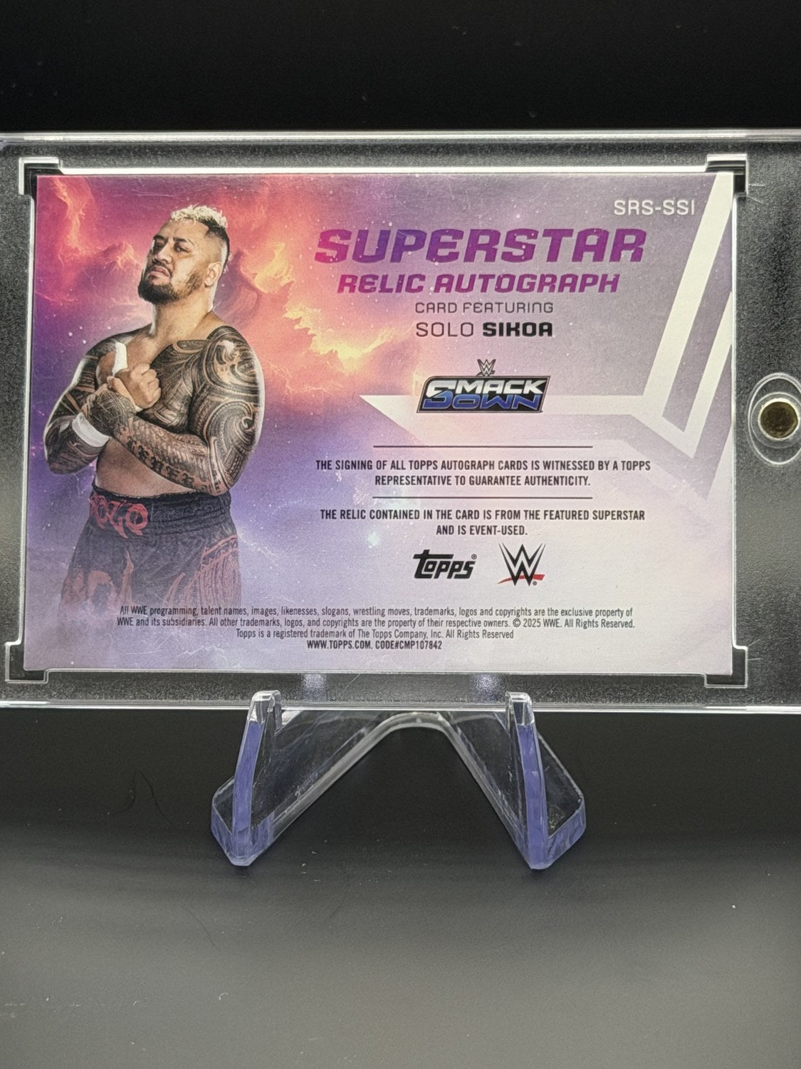 Solo Sikoa 2025 Topps Universe WWE Superstar Relic Autograph /99 back