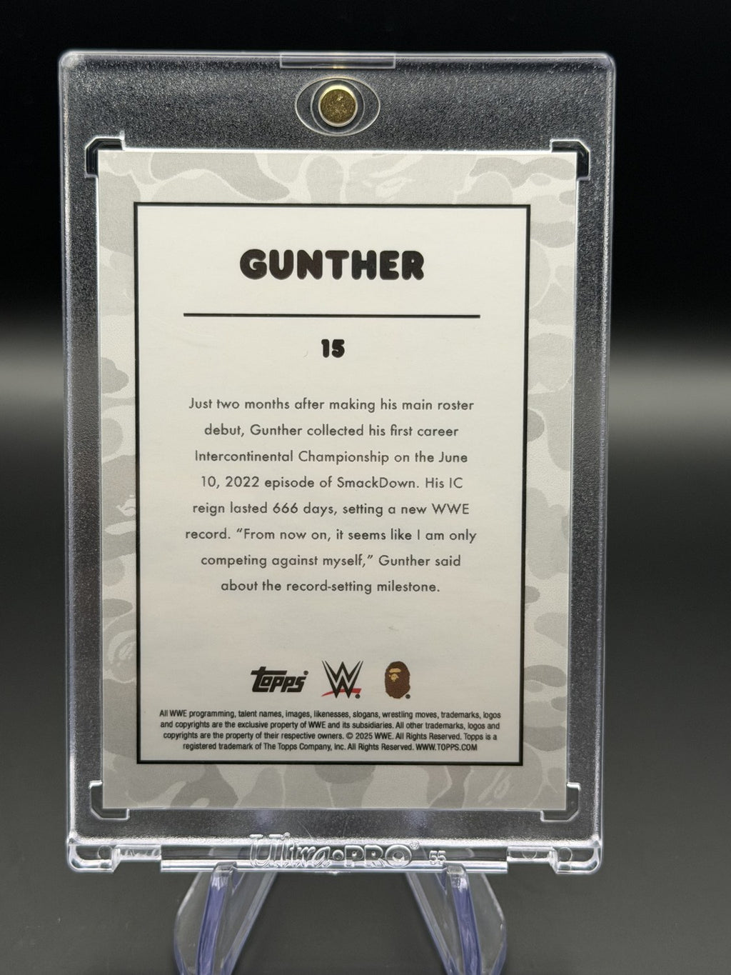 Gunther 2025 Topps WWE x BAPE Ring General Blue Camo /150 back