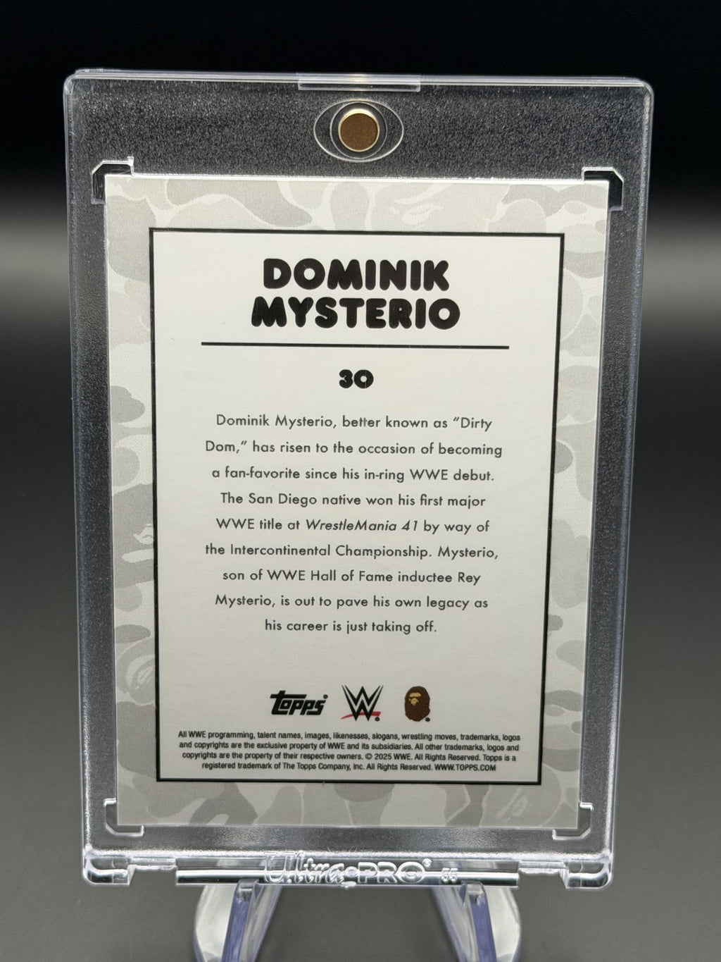 Dominik Mysterio 2025 Topps WWE x BAPE Green Camo back