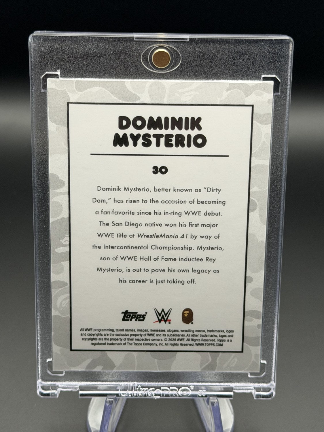 Dominik Mysterio 2025 Topps WWE x BAPE Green Camo back