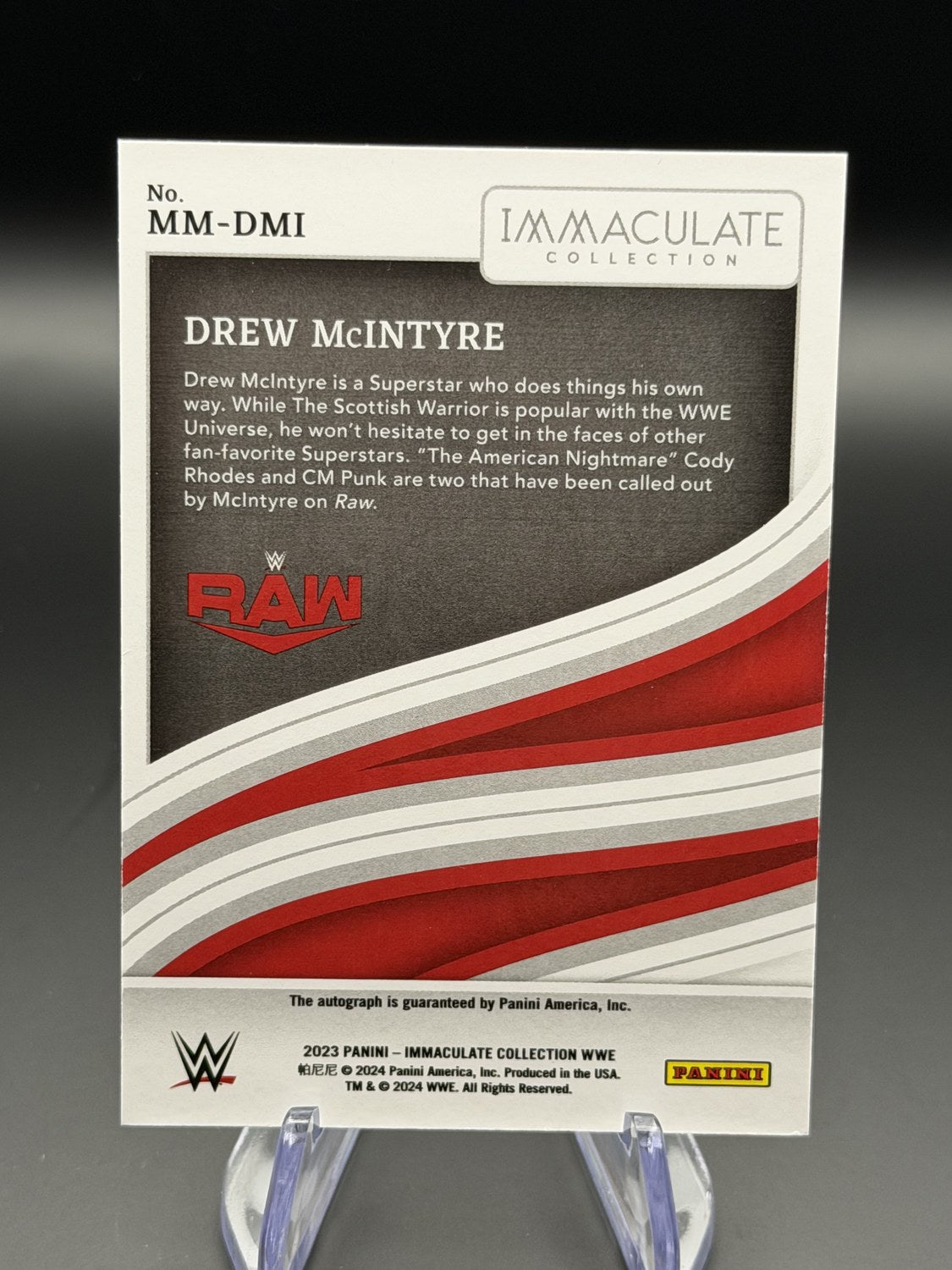 Drew McIntyre 2023 Panini Immaculate WWE Modern Marks Autograph /49 back