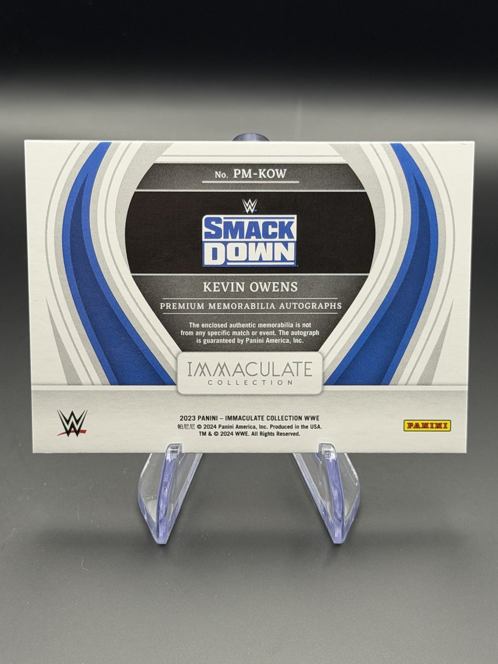 Kevin Owens 2023 Panini Immaculate WWE Premium Memorabilia Autograph Relic /99 back
