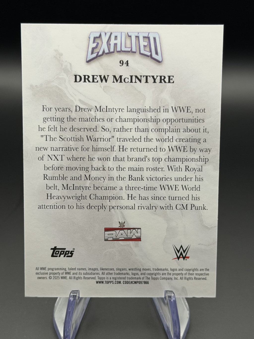 Drew McIntyre 2025 Topps Exalted WWE Base back