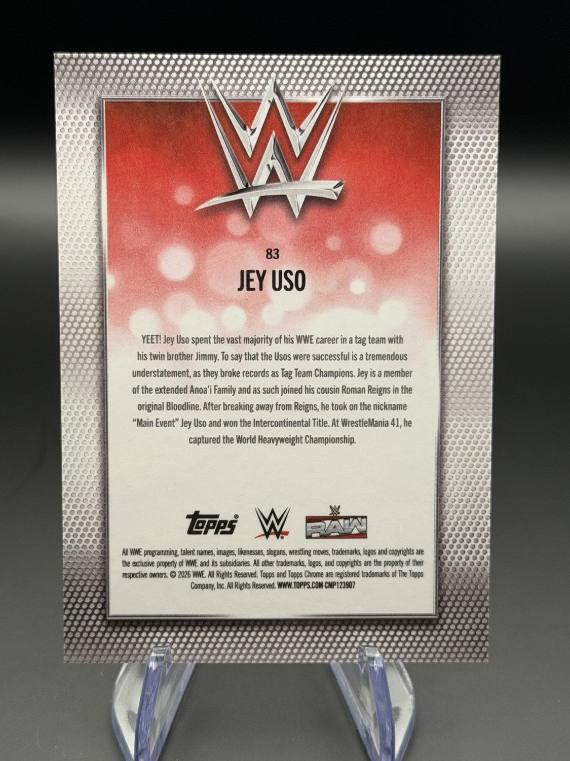 Jey Uso 2026 Topps Chrome WWE SuperFractor /50 back