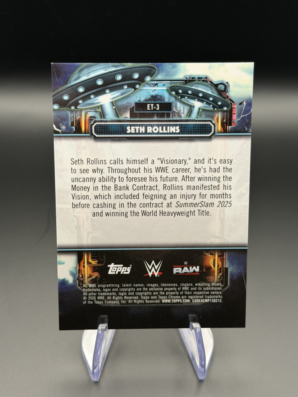 Seth Rollins 2026 Topps Chrome WWE E.T. Insert /10 back