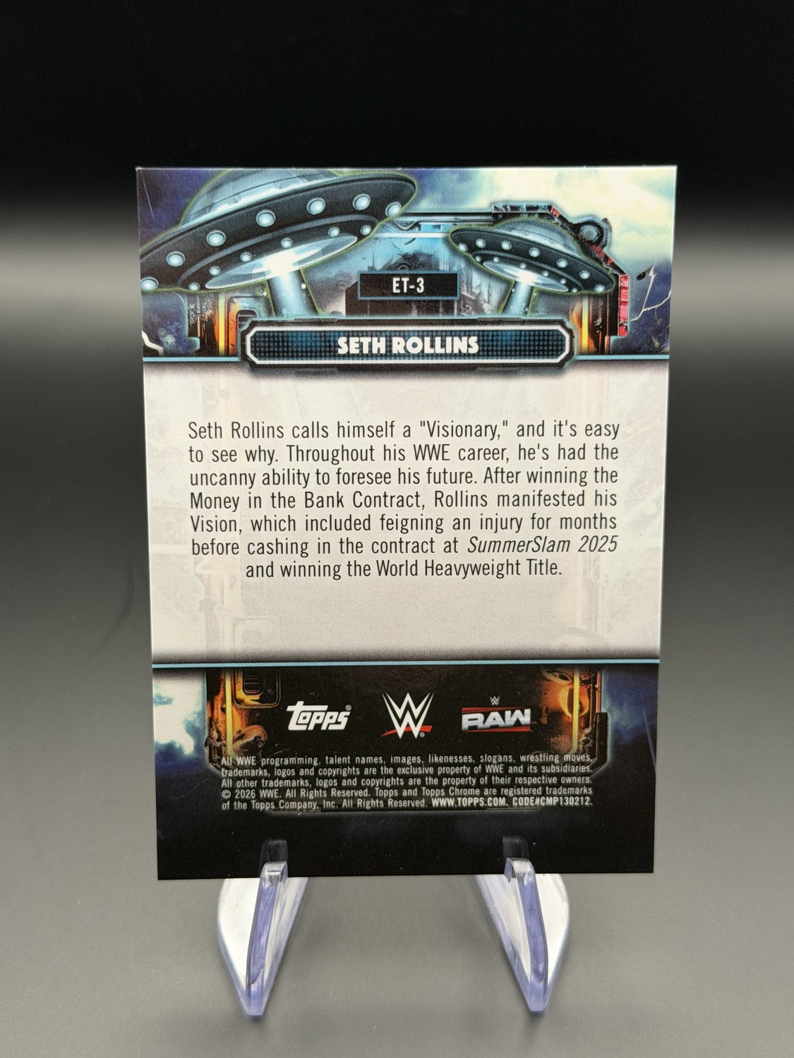Seth Rollins 2026 Topps Chrome WWE E.T. Insert /10 back
