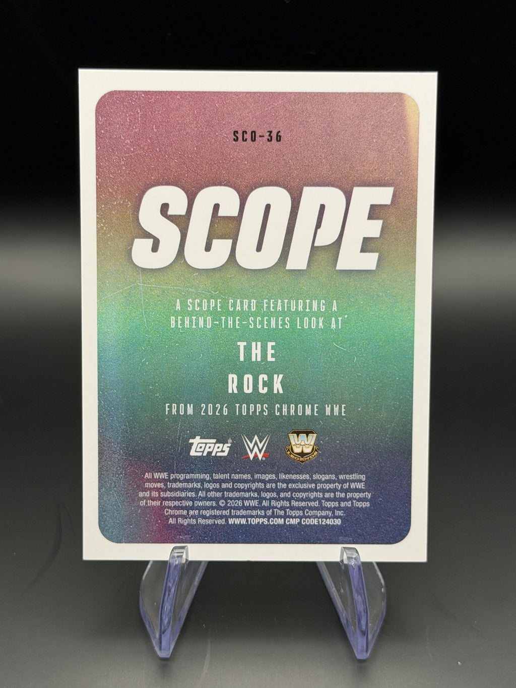 The Rock 2026 Topps Chrome WWE Scope Gold /50 back