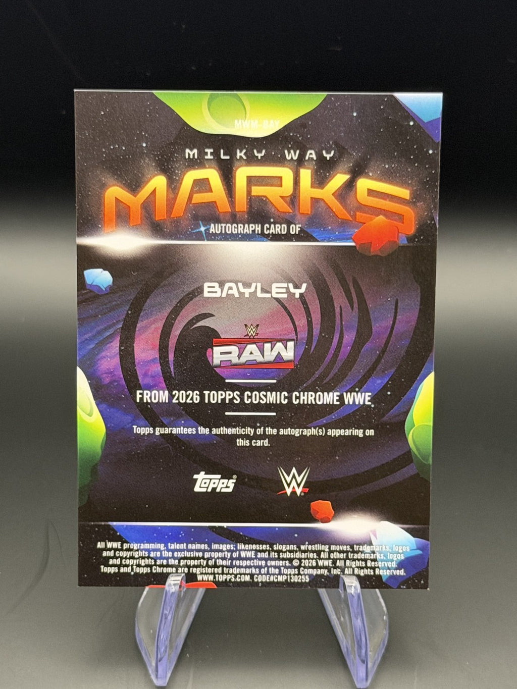 Bayley 2026 Topps Cosmic Chrome WWE Milky Way Marks Autograph back