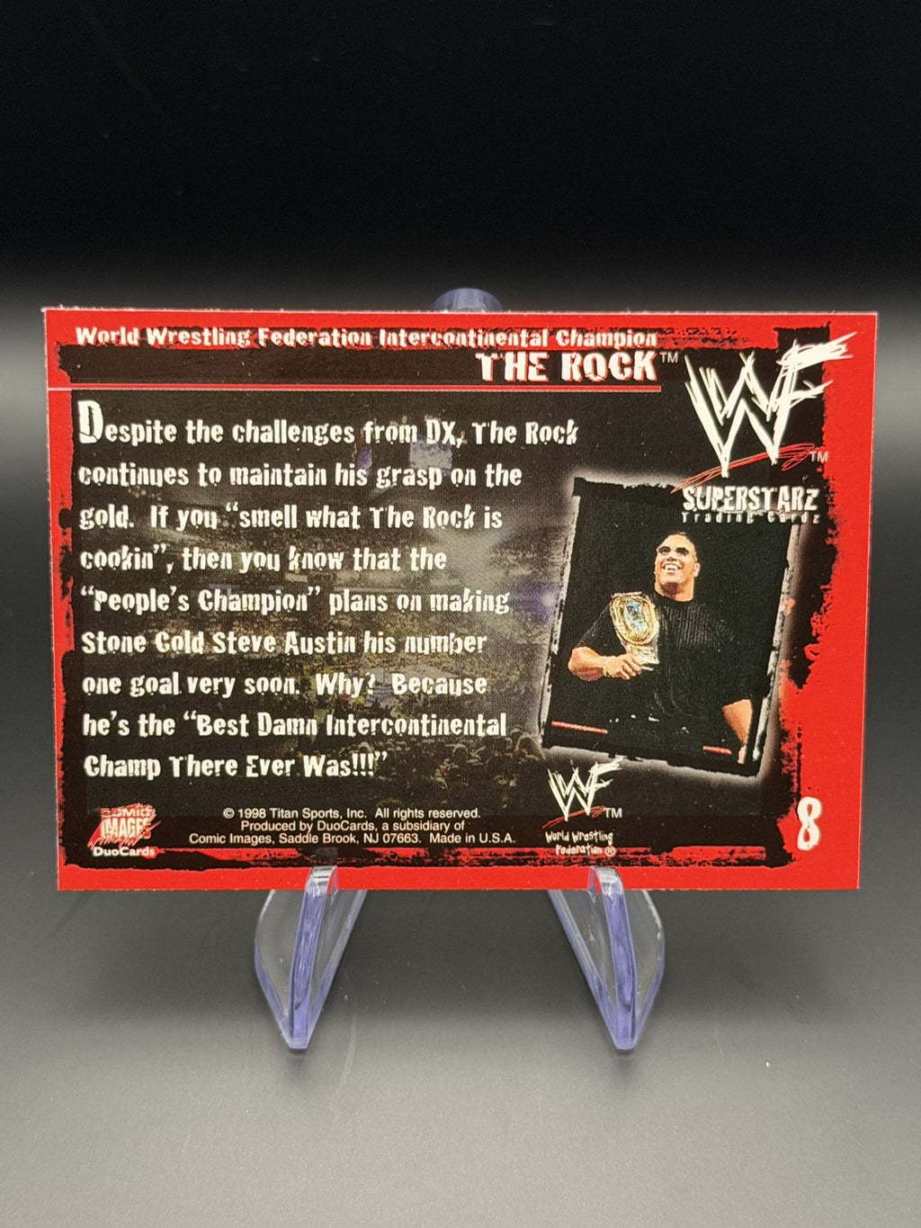 The Rock 1998 WWF Superstarz #8 vintage back