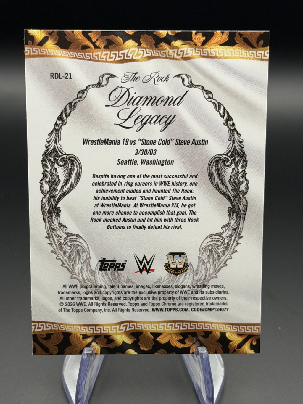 The Rock 2026 Topps Chrome WWE Diamond Legacy back