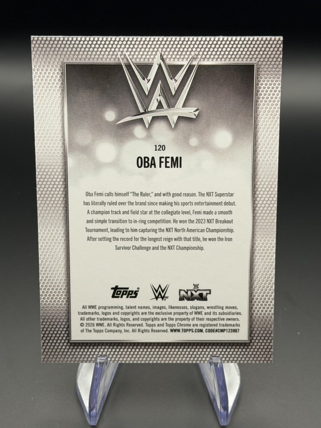 Oba Femi 2026 Topps Chrome WWE XFractor back