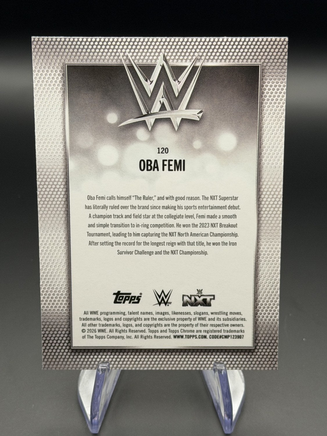 Oba Femi 2026 Topps Chrome WWE XFractor back