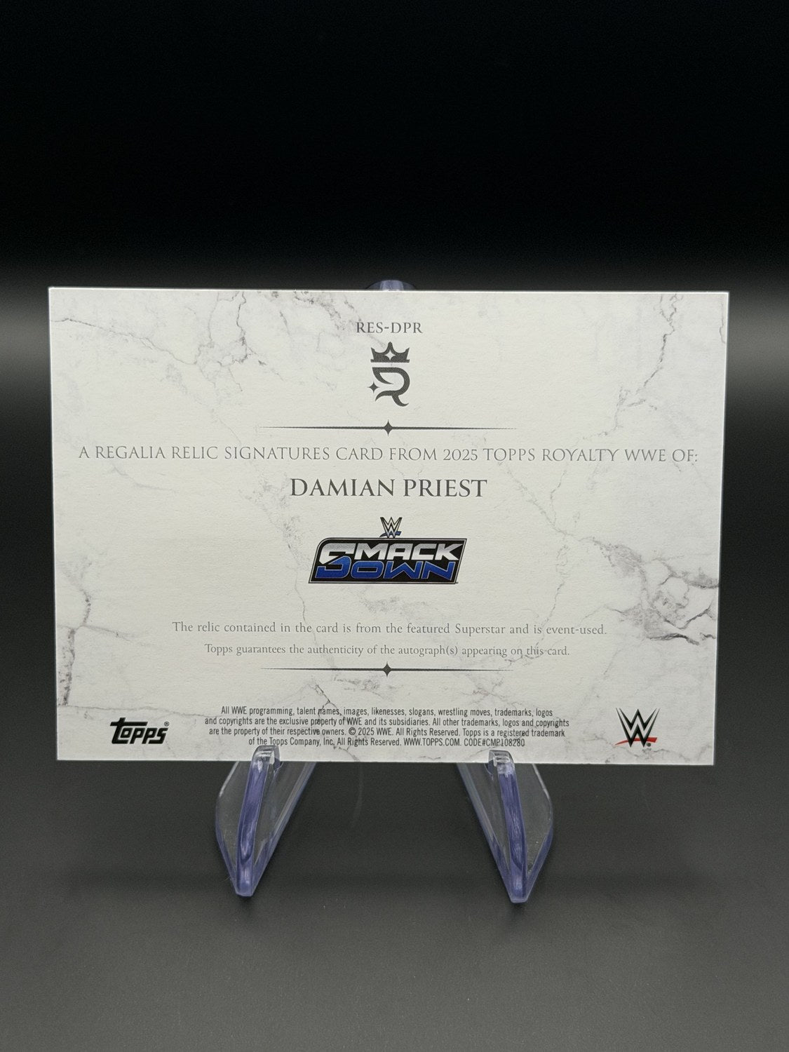 Damian Priest Regalia relic auto 43/50 back
