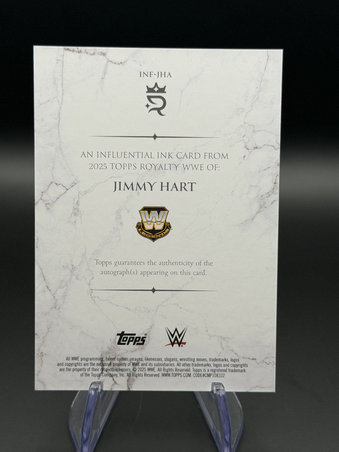 Jimmy Hart Influential Ink auto /5 back
