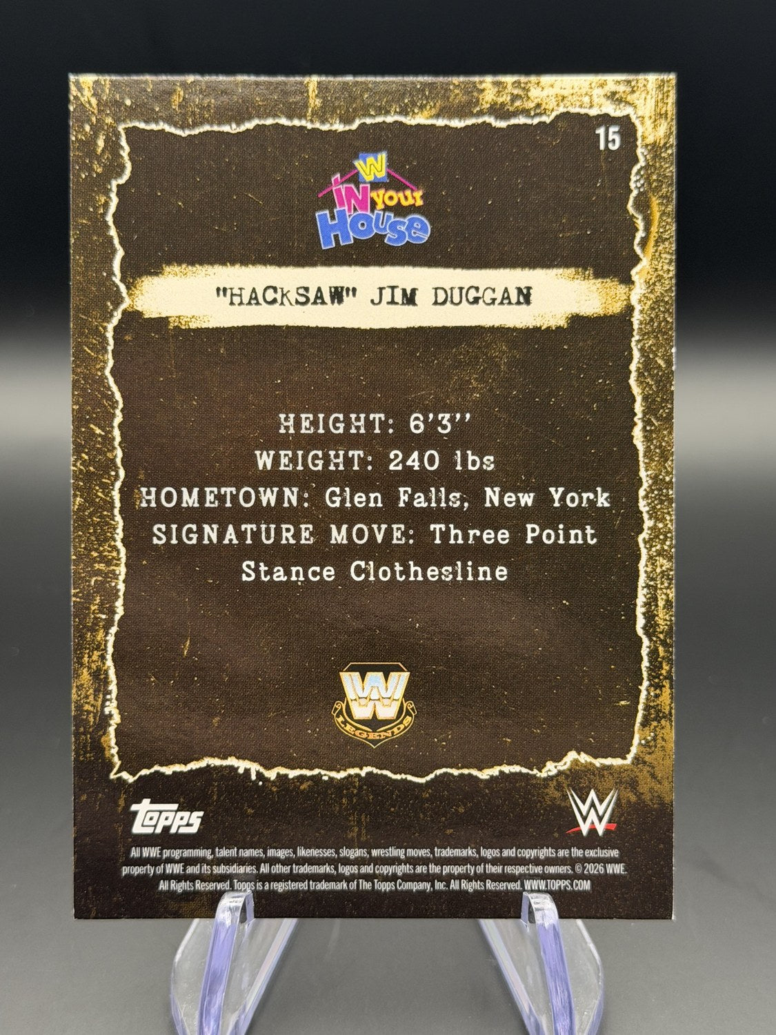 Hacksaw Jim Duggan In Your House Gold /50 back