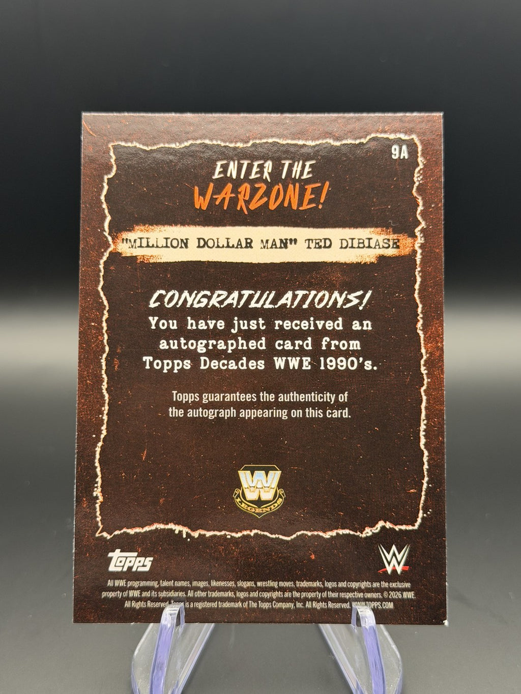 Ted DiBiase Enter the Warzone auto #8A 14/25 back
