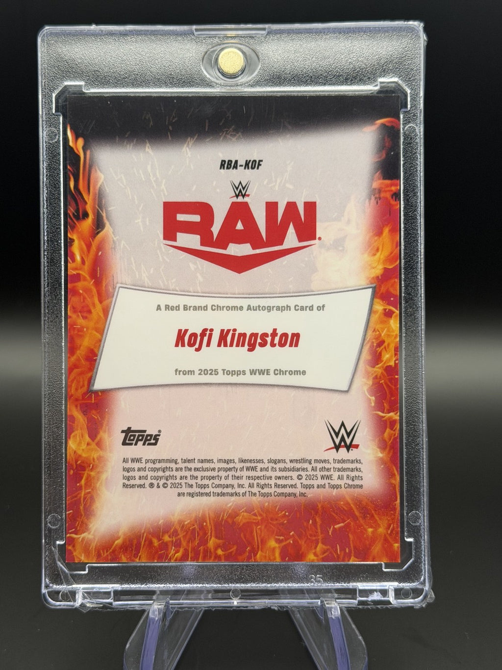 Kofi Kingston RAW Red Cracked Ice auto 3/5 back
